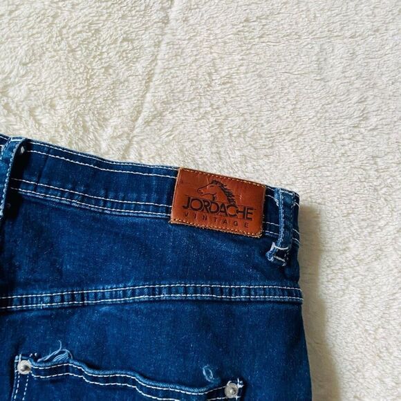 Jordache Vintage Women’s Dark Blue Wash Denim Mini Above Knee Skirt Sz 31 - Picture 2 of 4